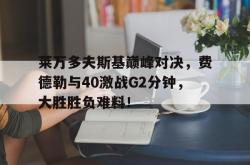  费德勒与德约对战记录 